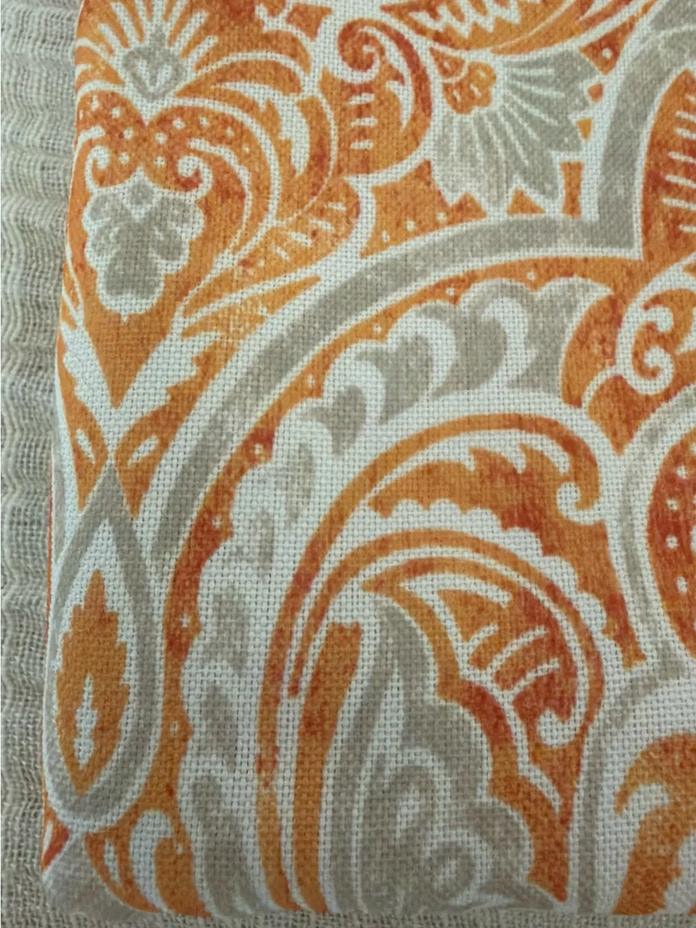 🍊☀️ Cynthia Rowley Orange & Taupe Large Rectangle Tablecloth ☀️🍂